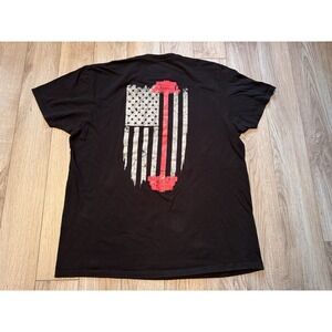 Teespring Mens Large Black American Flag Barbell Graphic T-Shirt Gym Fitness